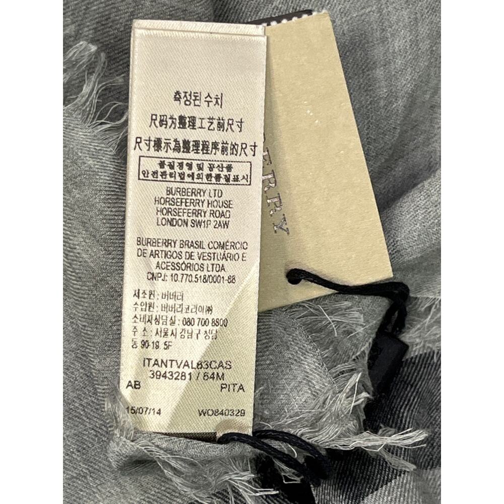 Burberry Overdyed Chambray Check Square Scarf Storm Grey Wool Modal 120x120 NWT - Picture 6 of 8